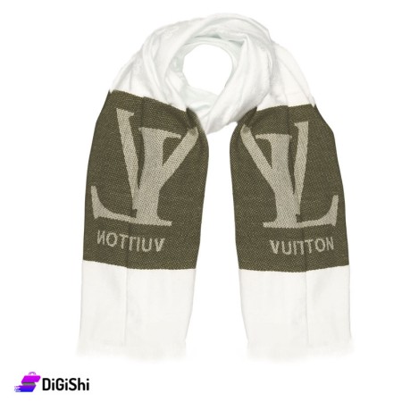 عرض شال مصوف نسائي LOUIS VUITTON - أبيض وزيتي فاتح