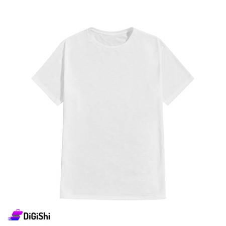 Al Samah Men's Cotton Half Sleeve Top - O Neck - White
