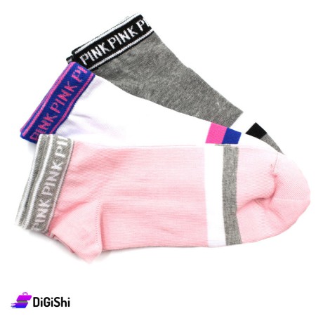 مجموعة جوارب نسائية قطن السماح PINK - 3 أزواج مجموعة 1