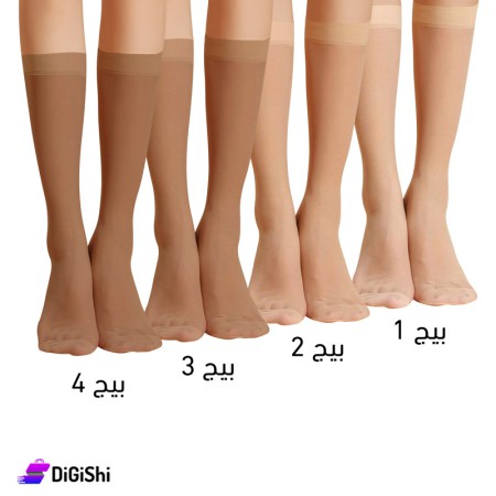 Al Samah Women's Glossy Lycra Short Socks Degree 1 - Beige