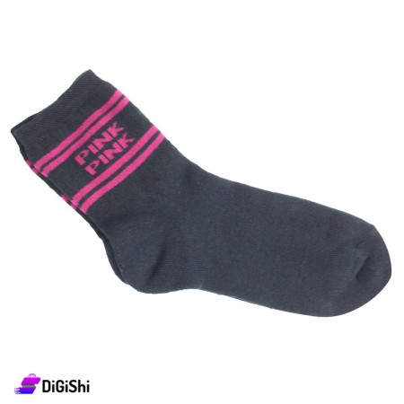 Al Samah Towelie Women Socks With PINK lines - Dark Blue