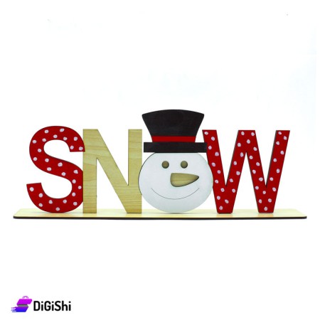 SNOW Christmas Decoration With Wood Base