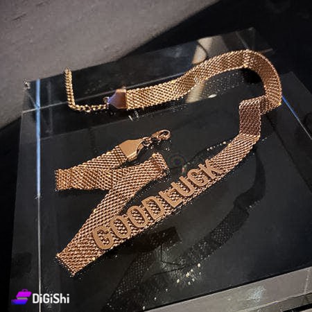 Women's GOOD LUCK Chain Necklace - Bronze