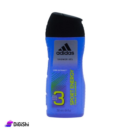 جل استحمام للرجال 3 في 1 للشعر والجسم والوجه Adidas Sport Energy