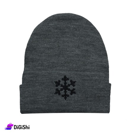 Wool Knitted Women's Hat Snow drawing - Gray