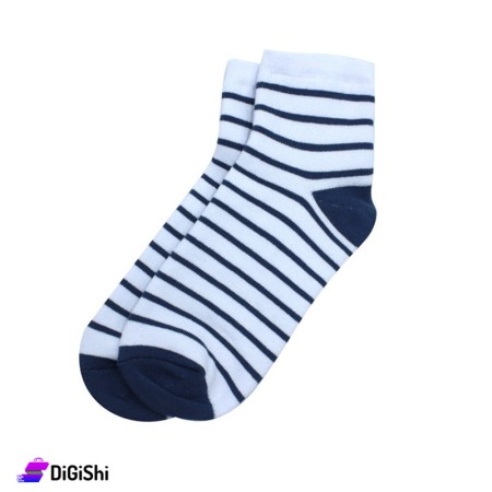 ZOX Pair Of Cotton Towelie Men Striped Medium Socks - White