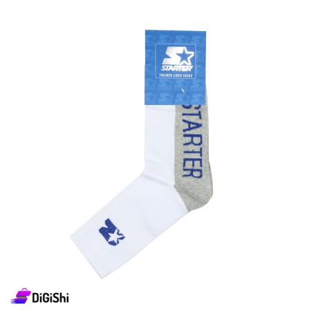 STARTER Men Long Cotton Socks - White & Gray & Blue