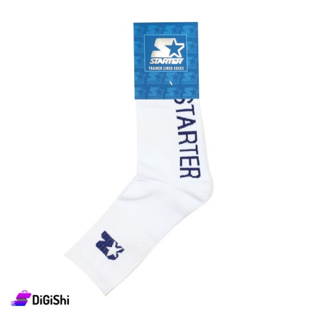 STARTER Men Long Cotton Socks - White & Blue