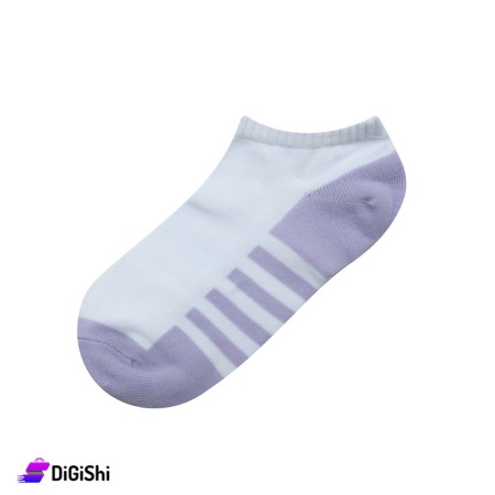 ZOX Pair Of Cotton Short Women's Socks - White And Light Violet