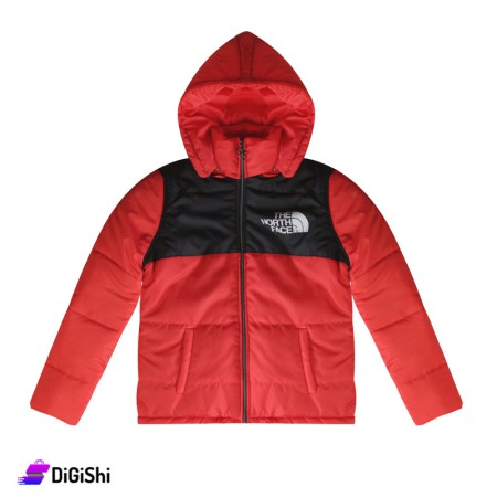جاكيت نفخ نسائي ضد الماء مع طاقية قابلة للإزالة THE NORTH FACE - أحمر