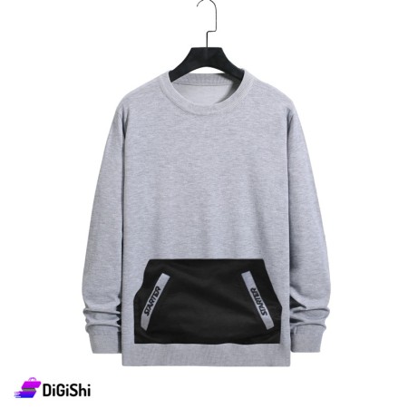 STARTER Men's Cotton & Polyester Sweater - Gray & Black
