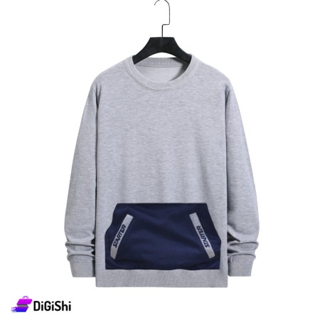 STARTER Men's Cotton & Polyester Sweater - Gray & Dark Blue