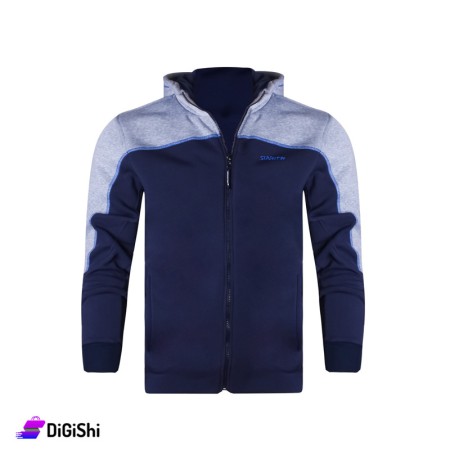 STARTER Men's Fleece Jacket - Dark Blue & Gray