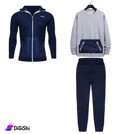 STARTER Men's Cotton And Polyester Pajamas - Dark Blue & Gray
