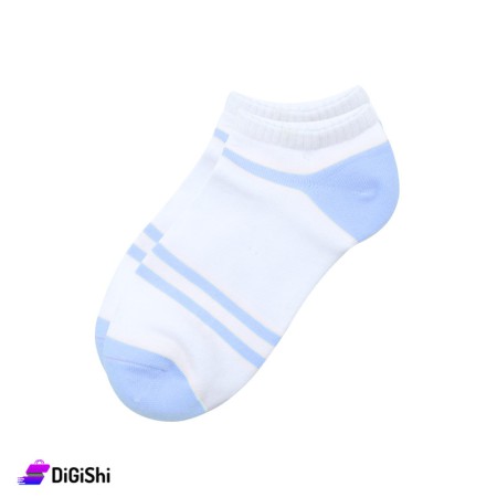 ZOX Pair Of Cotton Short Women's Socks - White & Light Blue