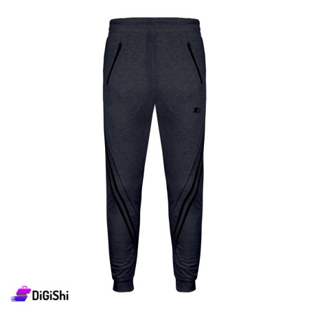 STARTER Men's Cotton Pants With black lines - Dark Gray