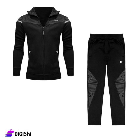 STARTER Men's Cotton & Polyester Pajamas With white decoration - Black