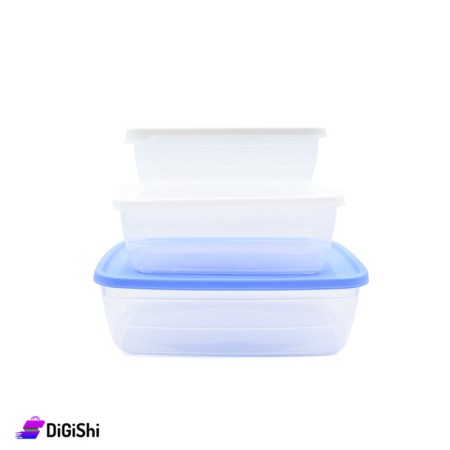 Rainbow 2134 Rectangular Plastic Bowls Set  - White & Blue