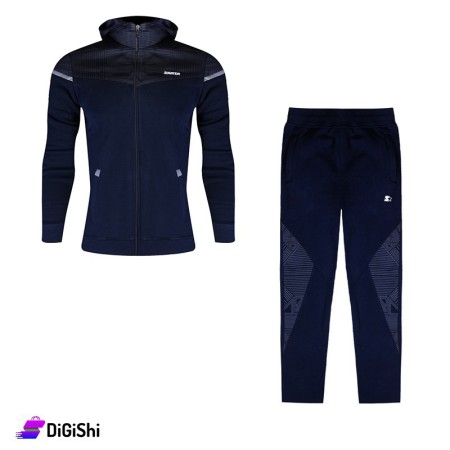 STARTER Men's Cotton & Polyester Pajamas With white decoration - Dark Blue