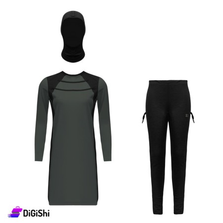 STARTER Women's Polyester Burkini With Cap - Olive & Black
