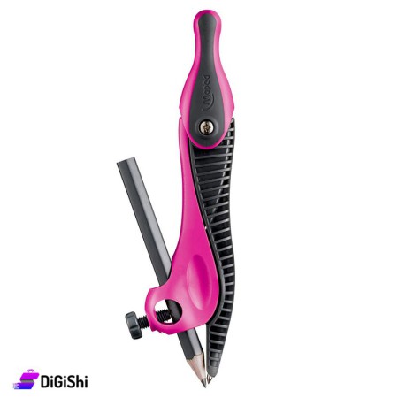 Maped Striped Compass with Pencil - Pink
