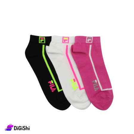 Al Samah Set Of Girl's Cotton FILA Short Socks - 3 Pairs Group 2