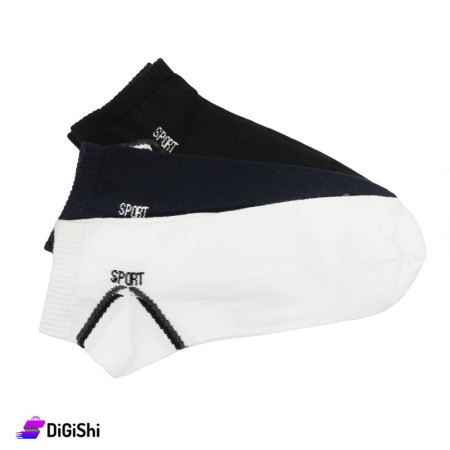 Al Samah Cotton Men Short Sport Socks Set - 3 Pairs Group 1