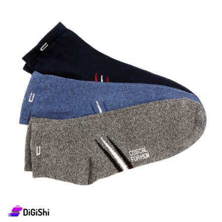 Al Samah Cotton Men Medium Striped Socks Set - 3 Pairs Group 1