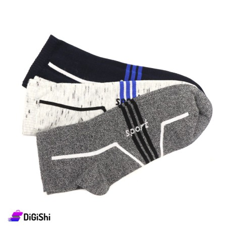 Al Samah Cotton Men Medium Sport Socks Set - 3 Pairs Group 3