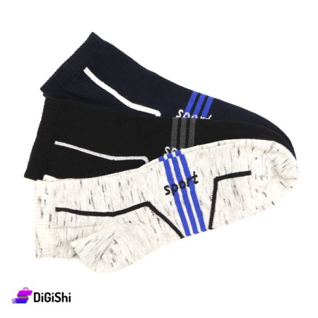 Al Samah Cotton Men Medium Sport Socks Set - 3 Pairs Group 1