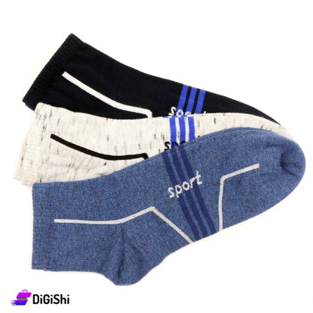 Al Samah Cotton Men Medium Sport Socks Set - 3 Pairs Group 2