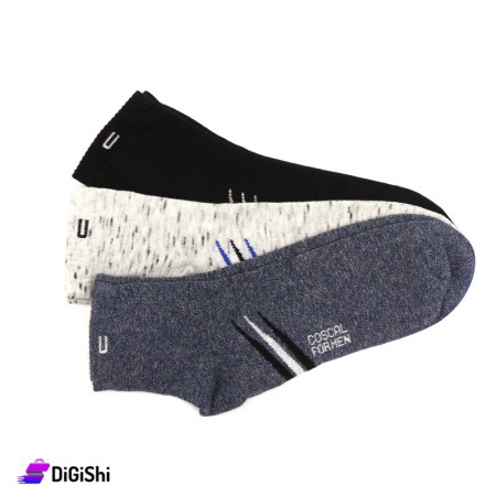 Al Samah Cotton Men Medium Striped Socks Set - 3 Pairs Group 2