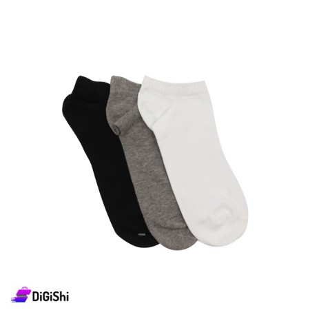 Al Samah Cotton Men Shin Plain Socks Set - 3 Pairs