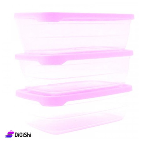 Rainbow 2136 Rectangular Plastic Bowls Set 2L  -  Pink