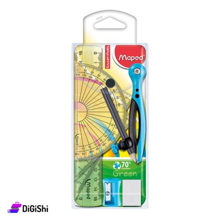 Maped Essentials Geometric Math Set - Blue and Transparent