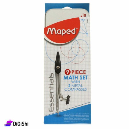 علبة هندسة معدنية Maped Essentials - فضي