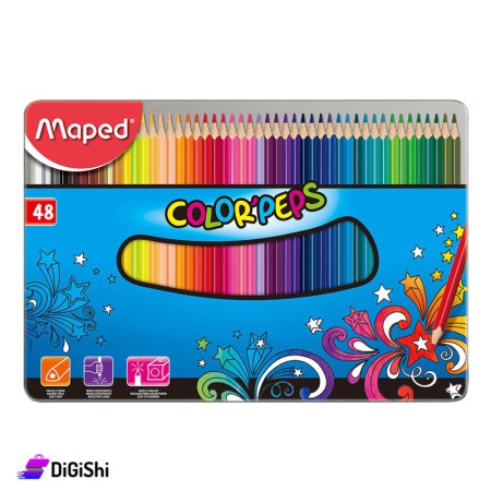 علبة ألوان خشبية مع علبة معدن 48 لون Maped
