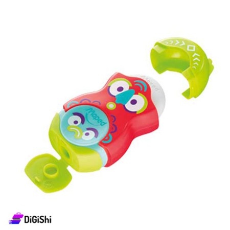 مبراة وممحاة 2in1 شكل وجه Maped - أحمر