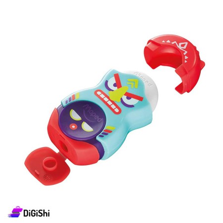 مبراة وممحاة 2in1 شكل وجه Maped - أزرق