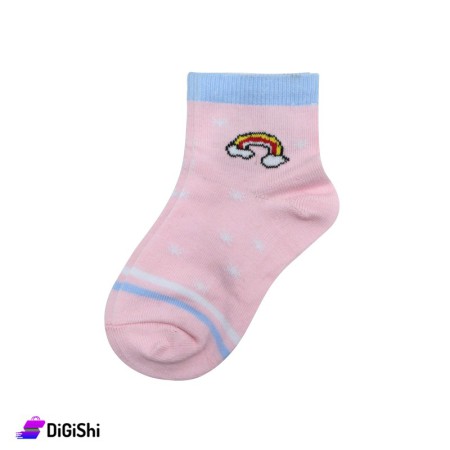 ZOX Cotton Pair Of Kids Short Socks - Pink & Blue