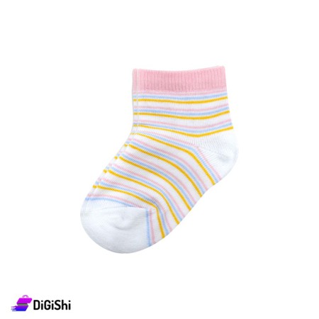 ZOX Cotton Pair Of Kids Short Socks - White & Pink