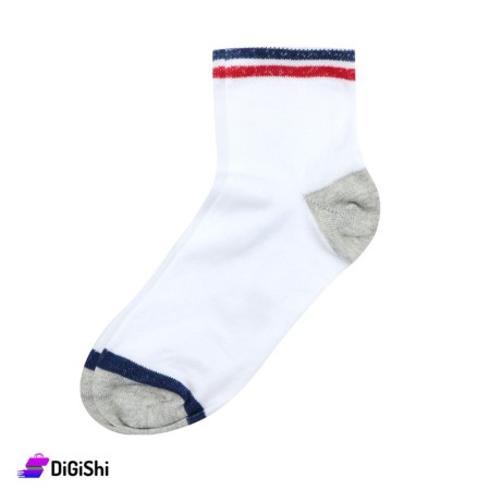 ZOX Cotton Pair Of Kids Short Socks Colorful lines - White
