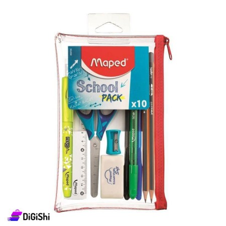 Maped School Tools Set with Transparent Pencil Case