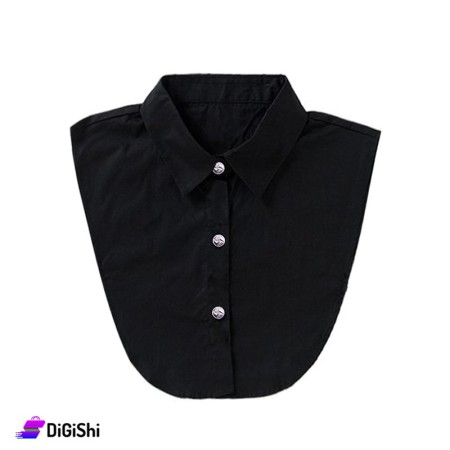 Poplin Half Shirt Blouse Collar - Black