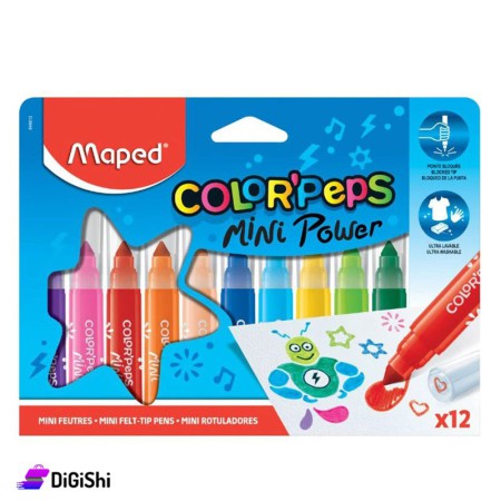 Maped Mini Power Highlighter Colors Box 12 Colors
