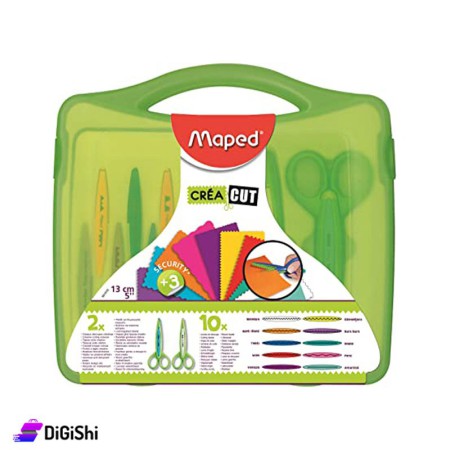 Maped Safety Scissors Set with 10 Interchangeable Blades -  Green