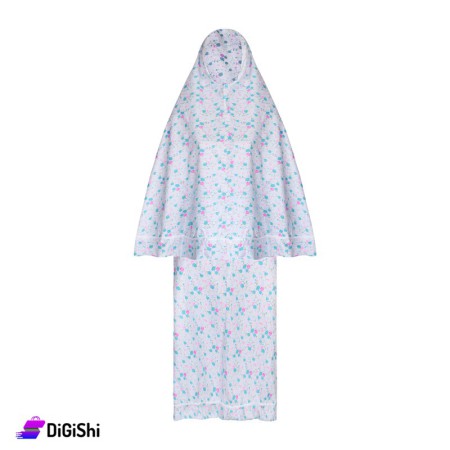 Woman Gory Roses Prayer Set - Off White & Blue
