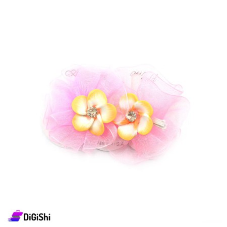 Flower-Shaped Pair Of Hair Bands - Pink