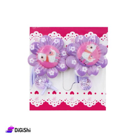 Sunflower-Shaped Pair Of Hair Bands - Light Purple