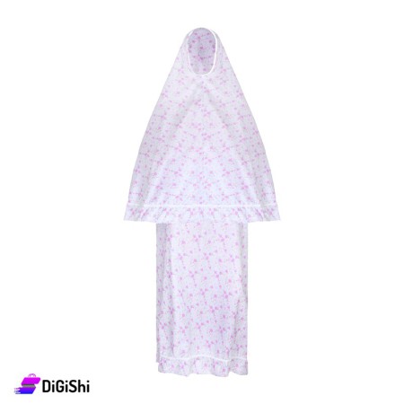 Woman Gory Roses Prayer Set - White & Purple